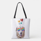 Labrador Dog met Hearts Valentijnsdag Tote Bag (Achterkant)