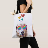 Labrador Dog met Hearts Valentijnsdag Tote Bag (Dichtbij)