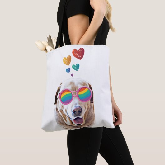 Labrador Dog met Hearts Valentijnsdag Tote Bag (Dichtbij)