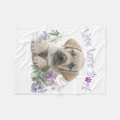 Labrador Dog Mom Floral Fleece Deken (Voorkant (Horizontaal))