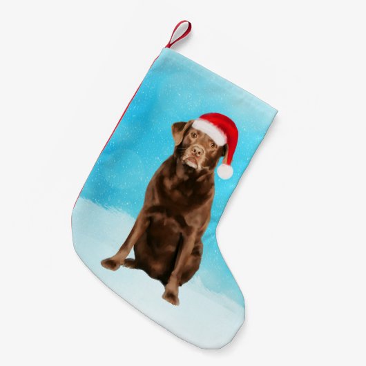 Labrador Dog op Strand Kerst Pet Kleine Kerstsok (Voorkant (Hangend))