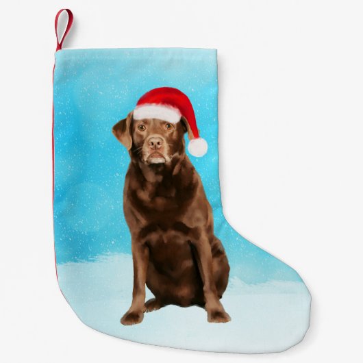 Labrador Dog op Strand Kerst Pet Kleine Kerstsok (Voorkant)