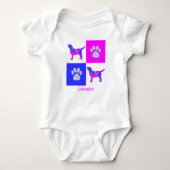 Labrador Dog & Paw Pink and Blue Baby Bodysuit (Voorkant)