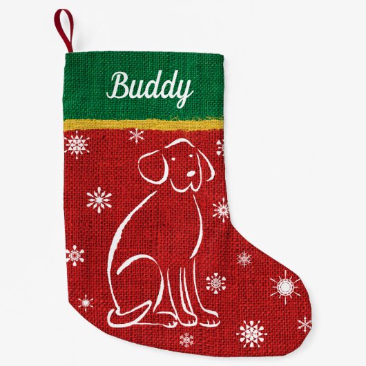 Labrador Dog Red Burlap Pet Kerstmis stoppen Kleine Kerstsok (Voorkant)