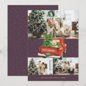 Labrador Dog Red Truck Paars met Kerstmis Feestdagenkaart (Voorkant / Achterkant)