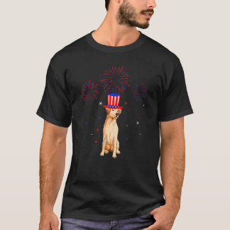 Labrador Dog Red White Blue Fireworks Decor 4th of T-shirt
