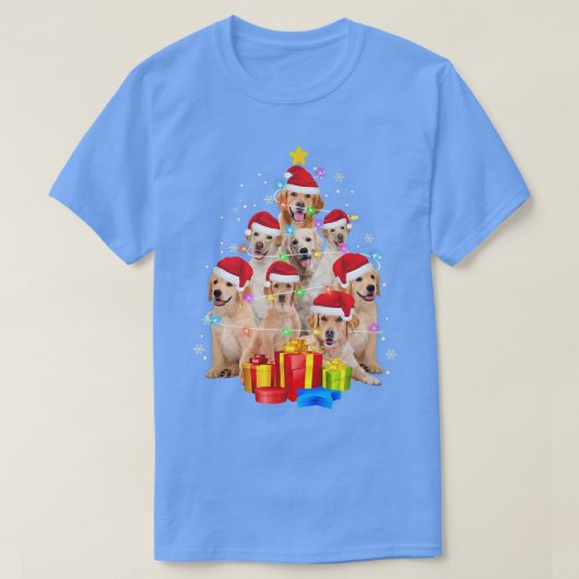 Labrador Dog Santa Hat-kerstboomlampjes T-shirt (Design voorkant)