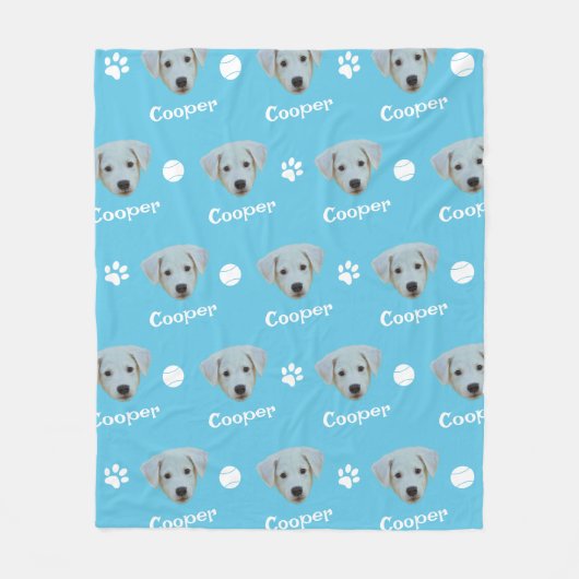 Labrador Dog, Sky Blue Custom Name Fleece Deken (Voorkant)