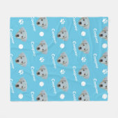 Labrador Dog, Sky Blue Custom Name Fleece Deken (Voorkant (Horizontaal))