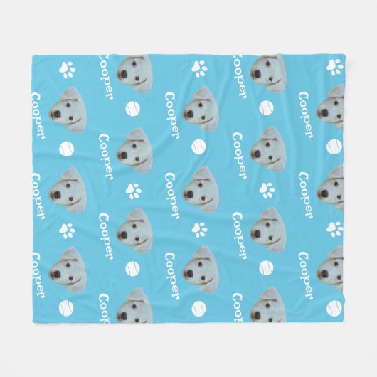 Labrador Dog, Sky Blue Custom Name Fleece Deken (Voorkant (Horizontaal))