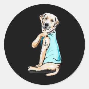 Labrador Dog Tattoo I Love Mom Moederdag Lover Ronde Sticker