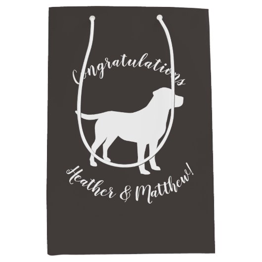Labrador Dog Theme Baby shower Genderneutraal Medium Cadeauzakje (Voorkant)