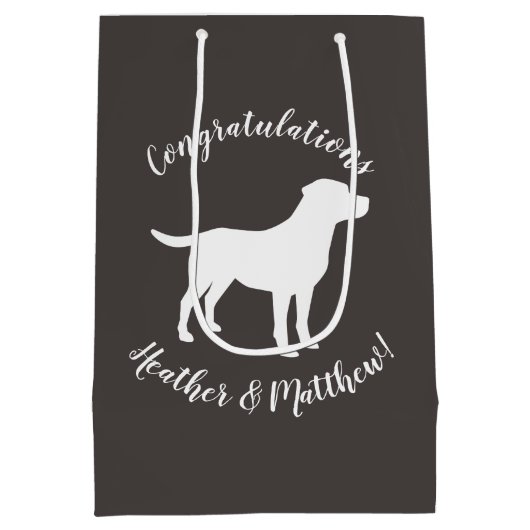 Labrador Dog Theme Baby shower Genderneutraal Medium Cadeauzakje (Achterkant)