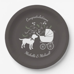 Labrador Dog Theme Baby shower Genderneutraal Papieren Bordje