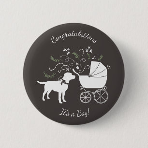 Labrador Dog Theme Baby shower Genderneutraal Ronde Button 5,7 Cm