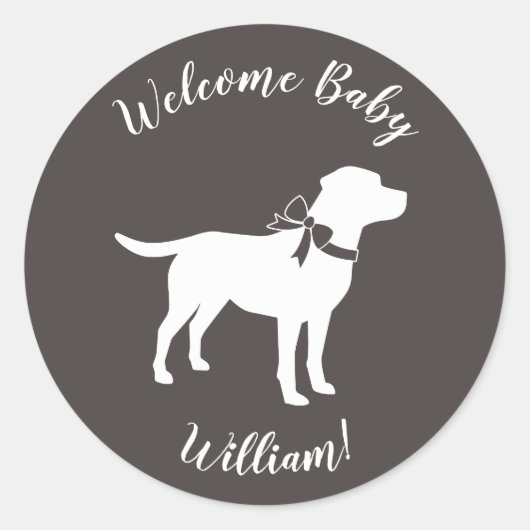 Labrador Dog Theme Baby shower Genderneutraal Ronde Sticker (Voorkant)