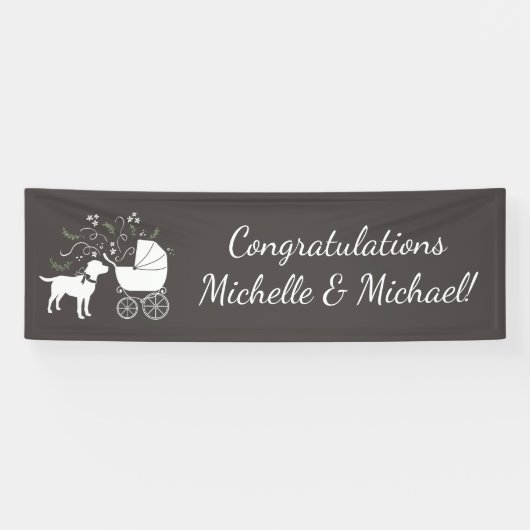 Labrador Dog Theme Baby shower Genderneutraal Spandoek (Horizontaal)