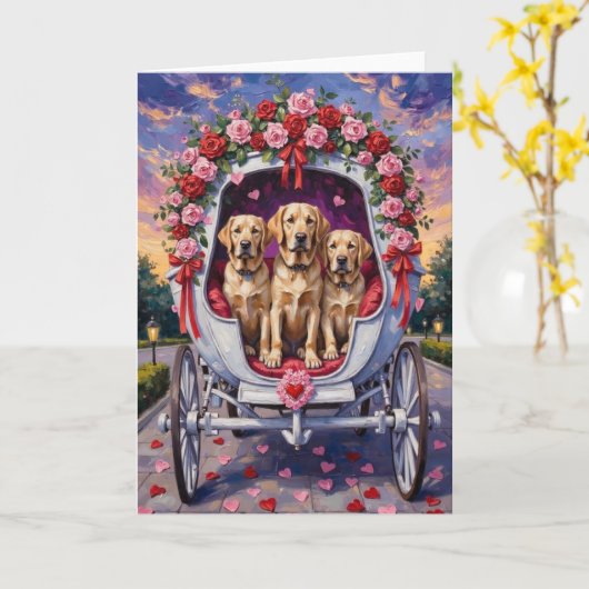 Labrador Dog Valentine's Day  Kaart (Gele Bloem)