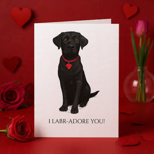  Labrador Dog With Love Heart Adore You Kaart