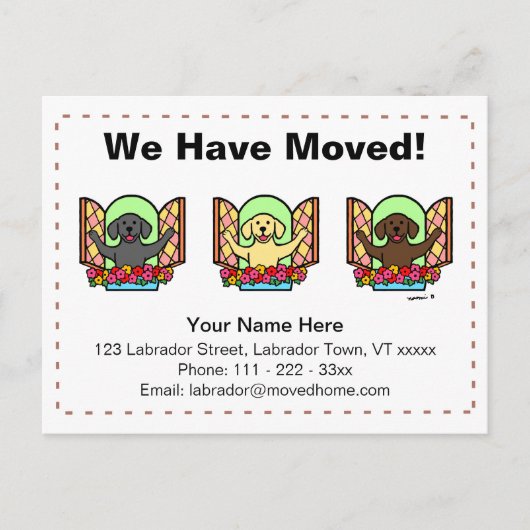 Labrador Dogs Cartoon aangekondigd Aankondigingskaart (Voorkant)