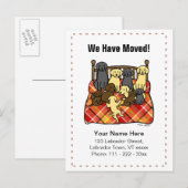 Labrador Dogs Cartoon Nieuw adres Aankondigingskaart (Voorkant / Achterkant)