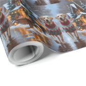 Labrador Dogs Christmas Snow Holiday Cadeaupapier (Rol Hoek)