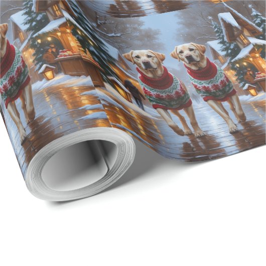 Labrador Dogs Christmas Snow Holiday Cadeaupapier (Rol Hoek)