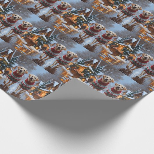 Labrador Dogs Christmas Snow Holiday Cadeaupapier (Hoek)