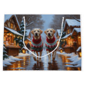 Labrador Dogs Christmas Snow Holiday Groot Cadeauzakje (Voorkant)