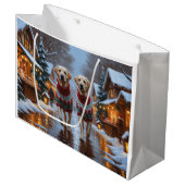 Labrador Dogs Christmas Snow Holiday Groot Cadeauzakje (Voorkant Gekanteld)
