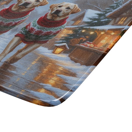 Labrador Dogs Christmas Snow Holiday Snijplank (Hoek)