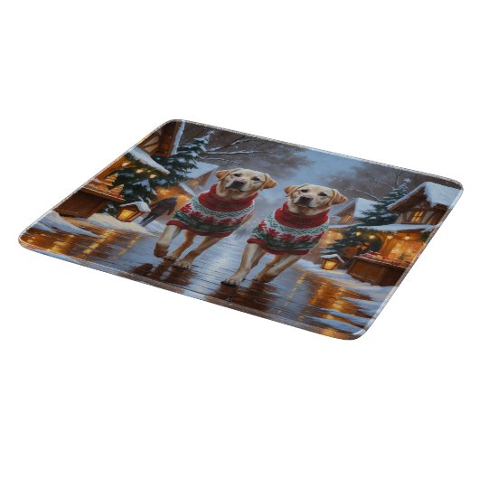 Labrador Dogs Christmas Snow Holiday Snijplank (Hoek)