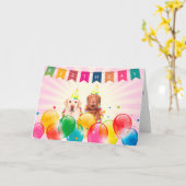 Labrador Dogs Happy Birthday Wenskaart Kaart (Gele Bloem)