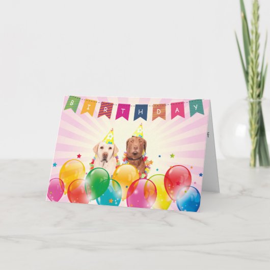 Labrador Dogs Happy Birthday Wenskaart Kaart (Voorkant)
