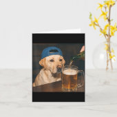 Labrador Drinkend Bier Shirt Grappige Vaderdag Hon Kaart (Gele Bloem)