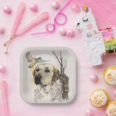 Labrador, eendenjacht papieren bordje (Feest)