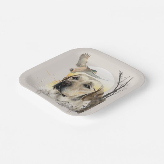 Labrador, eendenjacht papieren bordje (Gebogen)