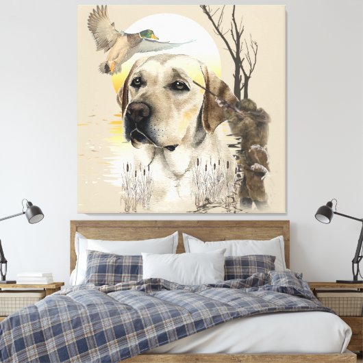 Labrador, eendenjacht tapijt canvas afdruk (Insitu (Slaapkamer))