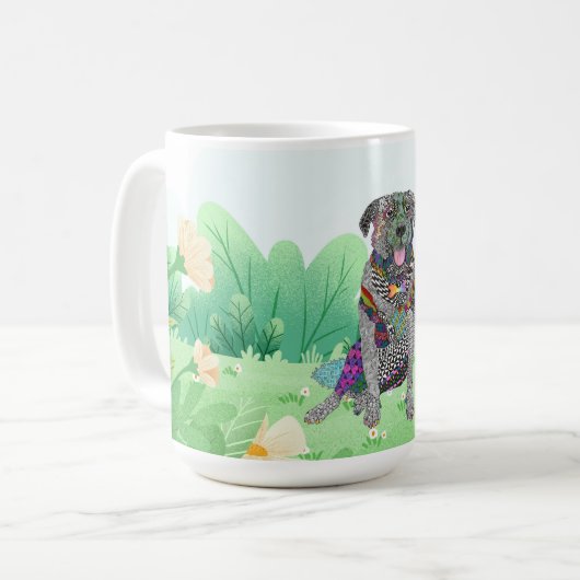 Labrador en Border Collie Mixed Breed Mok (Voorkant links)