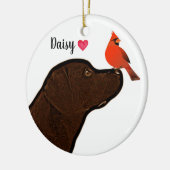 Labrador en kardinaal kerstversiering keramisch ornament (Links)