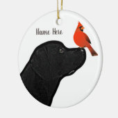 Labrador en kardinaal kerstversiering keramisch ornament (Links)