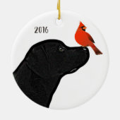 Labrador en kardinaal kerstversiering keramisch ornament (Achterkant)