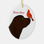 Labrador en kardinaal kerstversiering keramisch ornament (Rechts)