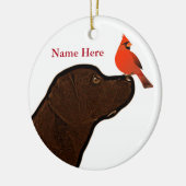 Labrador en kardinaal kerstversiering keramisch ornament (Links)