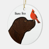 Labrador en kardinaal kerstversiering keramisch ornament (Links)