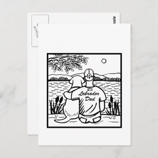 Labrador en papa briefkaart (Voorkant / Achterkant)