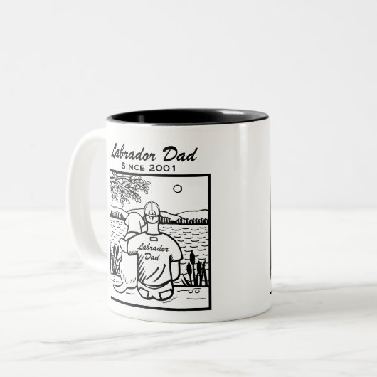 Labrador en papa tweekleurige koffiemok (Voorkant links)