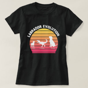 Labrador Evolution Grappig Wit Silhouet Zonsonderg T-shirt