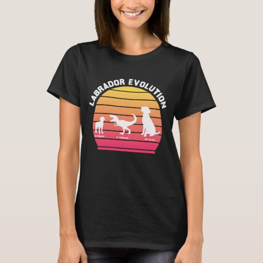 Labrador Evolution Grappig Wit Silhouet Zonsonderg T-shirt (Voorkant)