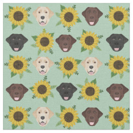 Labrador Faces Sunflower mint Stof